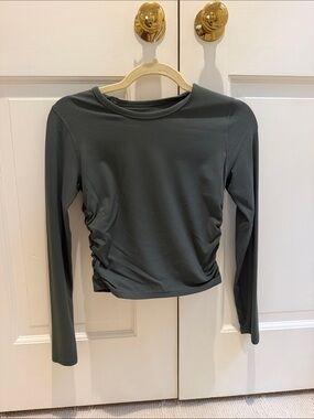 lululemon army green Ribbed Long-Sleeve Ruched Crew